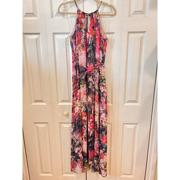 Maggy London Pink Floral Maxi Dress Size 8 - Picture 4 of 10